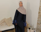 Abaya bouffante ceintré à la taille bleue