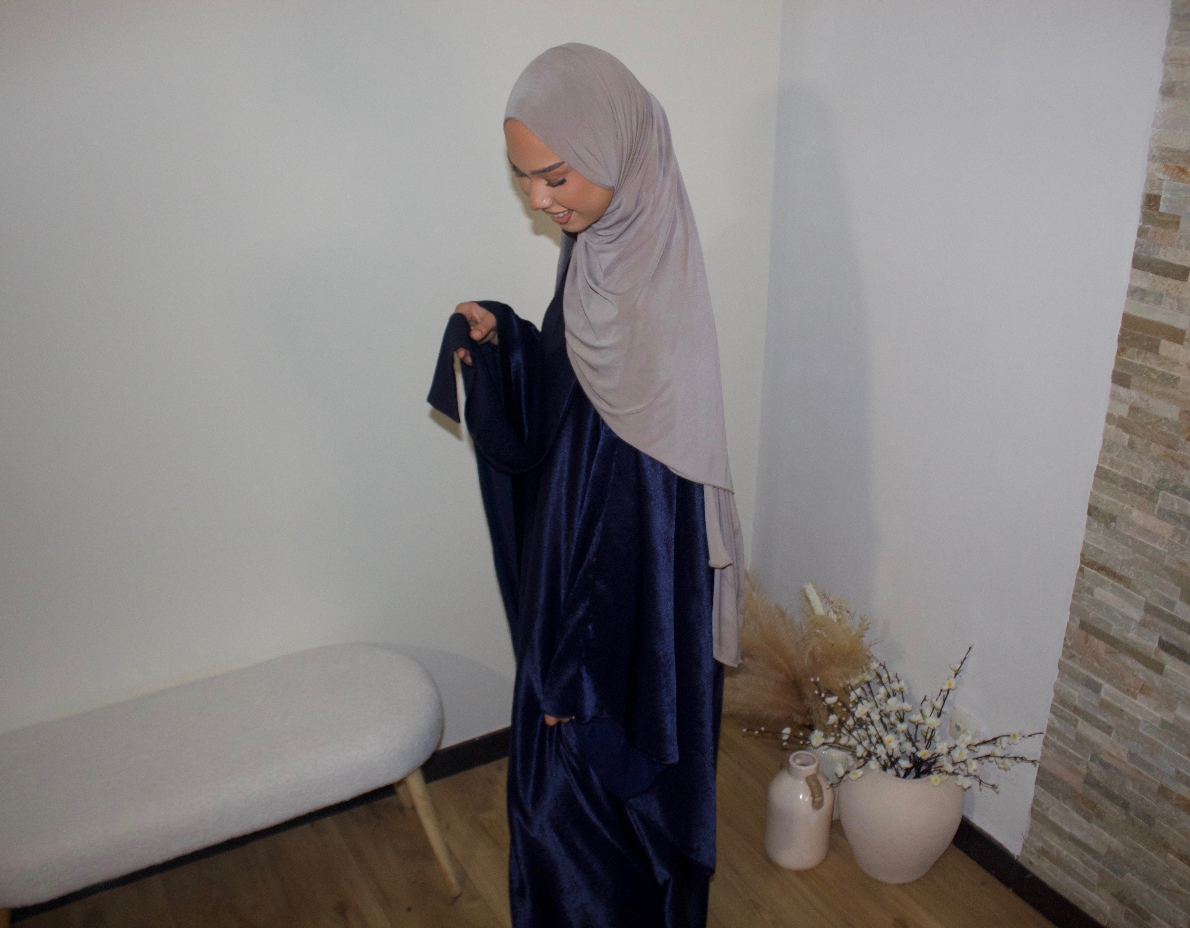 Abaya à Col montant Bleue