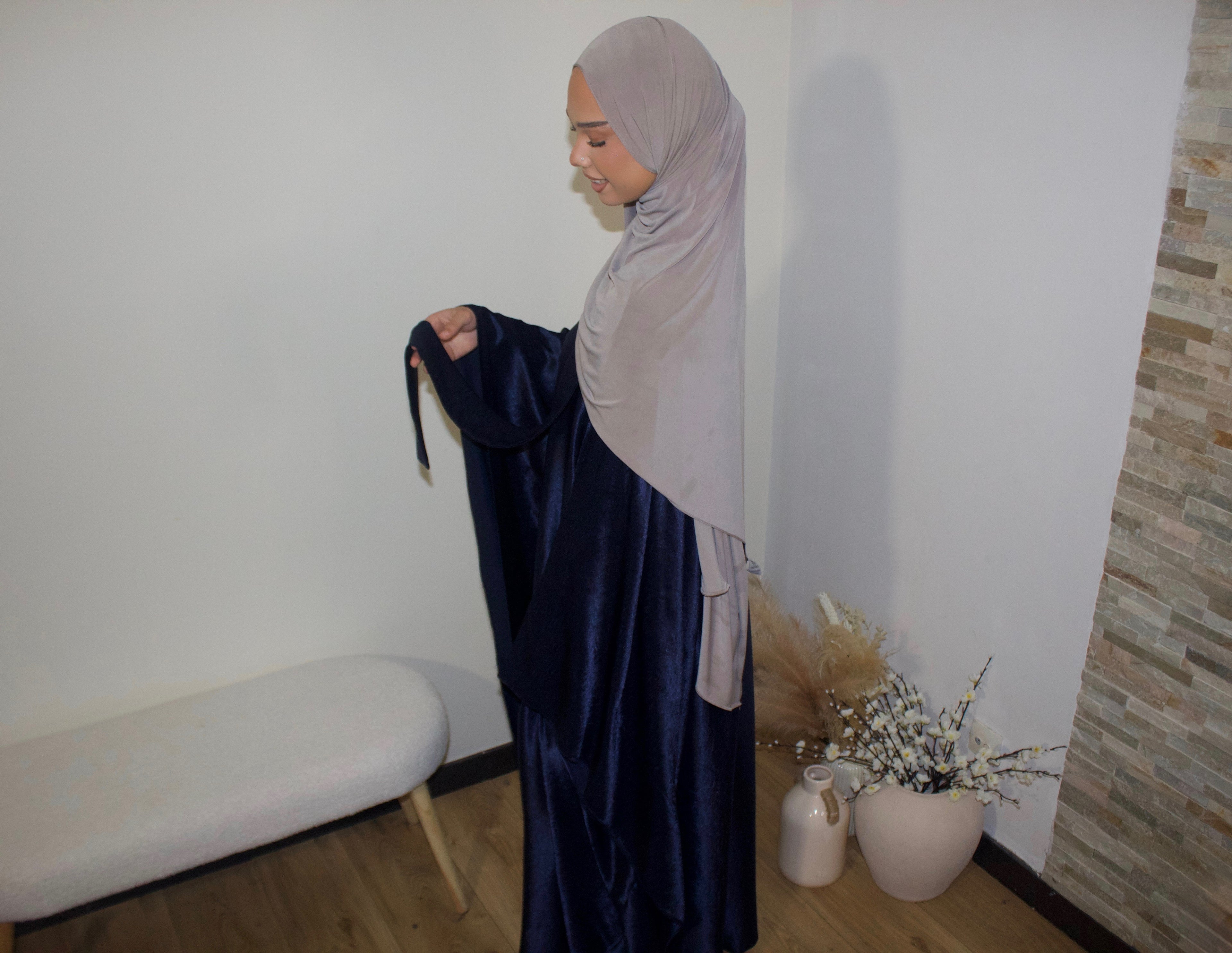 Abaya à Col montant Bleue