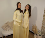 Abaya avec Col à Bijoux Ceinturé à la taille Jaune