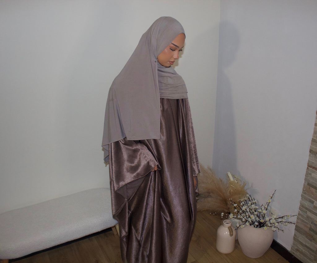 Abaya à Col montant Taupe