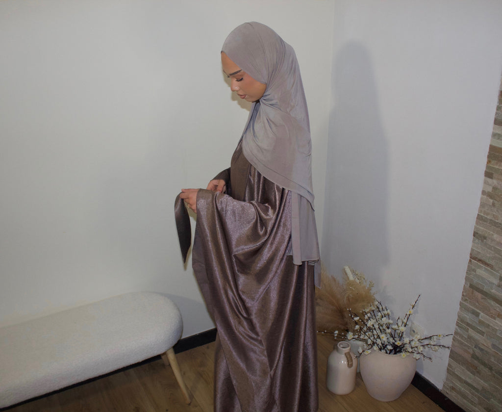 Abaya à Col montant Taupe