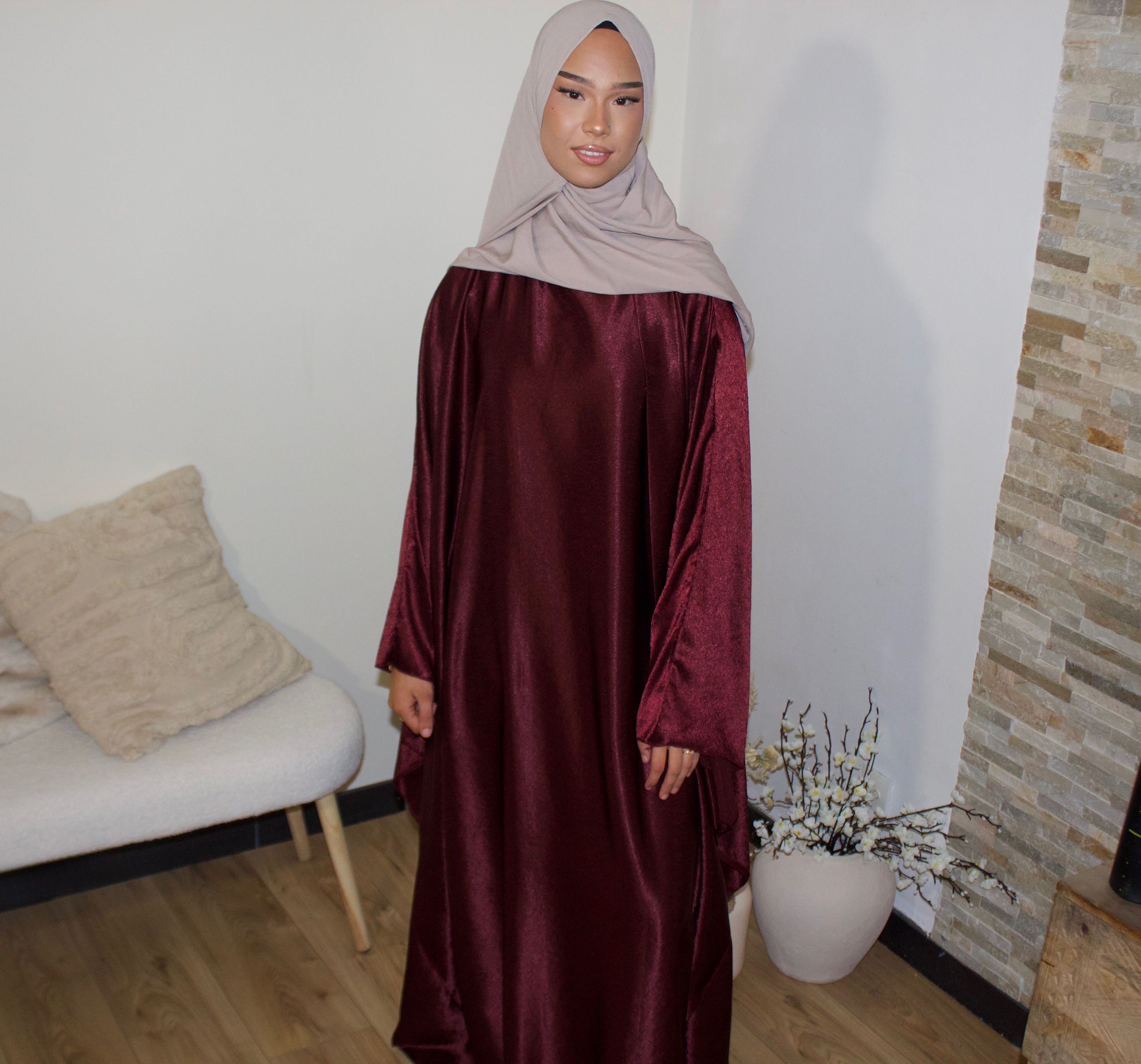 Abaya à Col montant Bordeaux