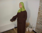Abaya ceintrée avec manches à plumes Choco