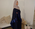 Abaya bouffante ceintré à la taille bleue